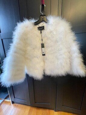 BCBG Women's White Feather Jacket (Size S)